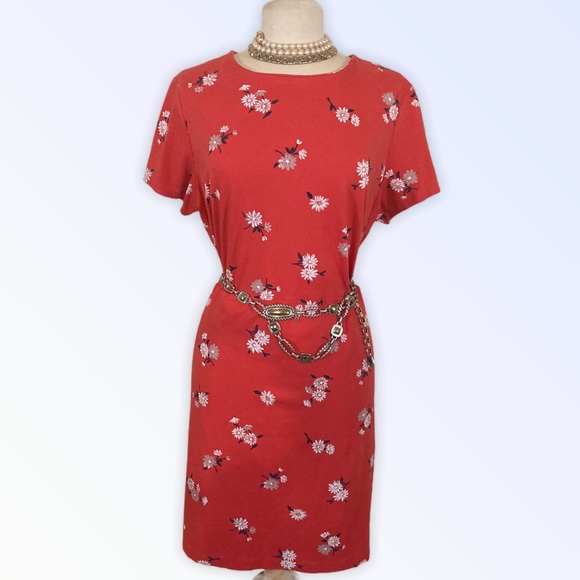 Floral Print Orange Mini Dress - Picture 2 of 4